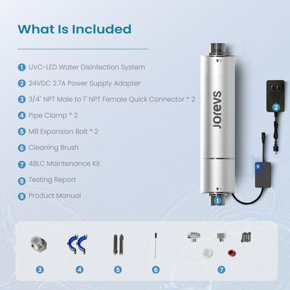 Mercury-Free UV Water Filter for Whole House, 12GPM，Easy Installation